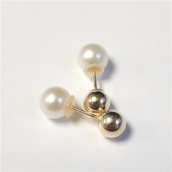 10K YELLOW GOLD FRESH WATER PEARL REVERSIBLE