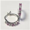 Image 1 : SILVER CREATED PINK SAPPHIRE HOOP EARRINGS