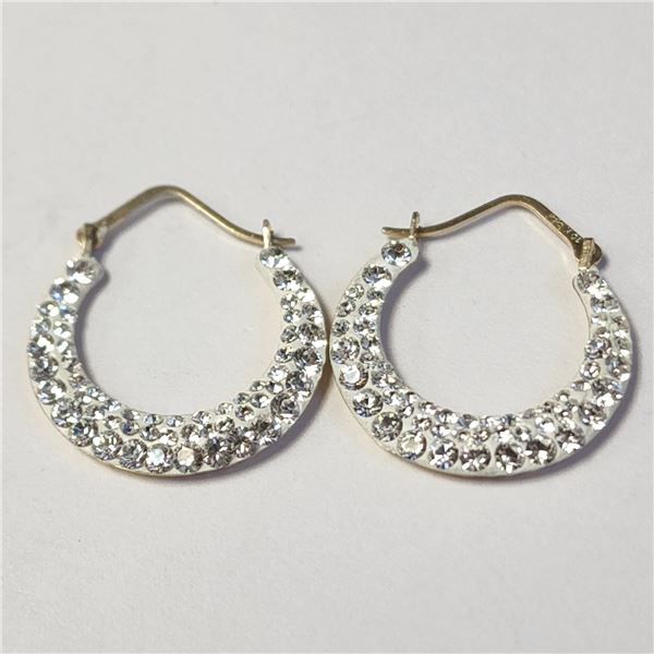 10K YELLOW GOLD CRYSTAL HOOP EARRINGS