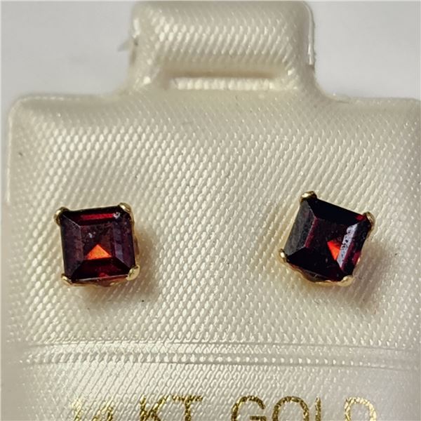 14K YELLOW GOLD GARNET(0.8CT) EARRINGS