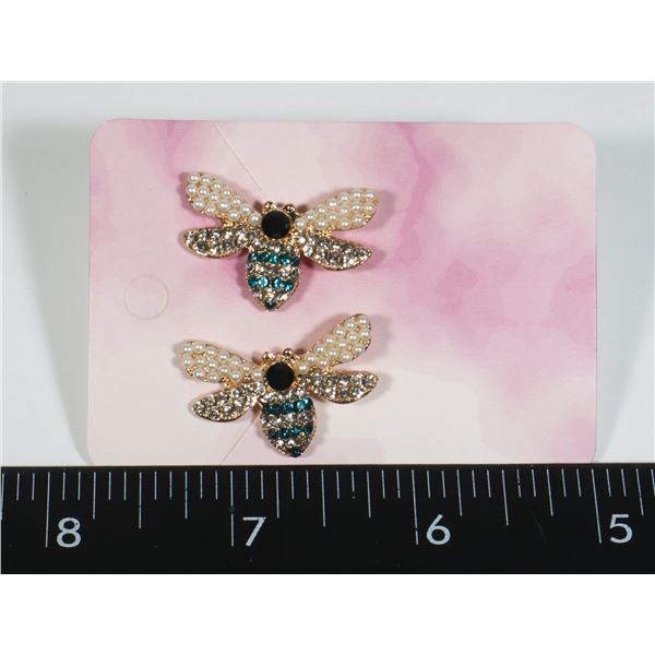 NEW ANTIQUE STYLE RHINESTONE STUD BEE EARRINGS