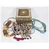 Image 1 : EMBELLISHED JEWELRY BOX WITH WOOD BEAD JEWELRY