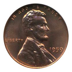 1959 US Lincoln Cent Coin NGC MS66 Red (COI-4248)