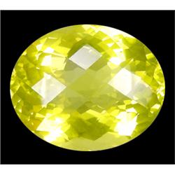 50.60ct  Flashing Oval Checker Cut Green Gold Quartz (GEM-15766)