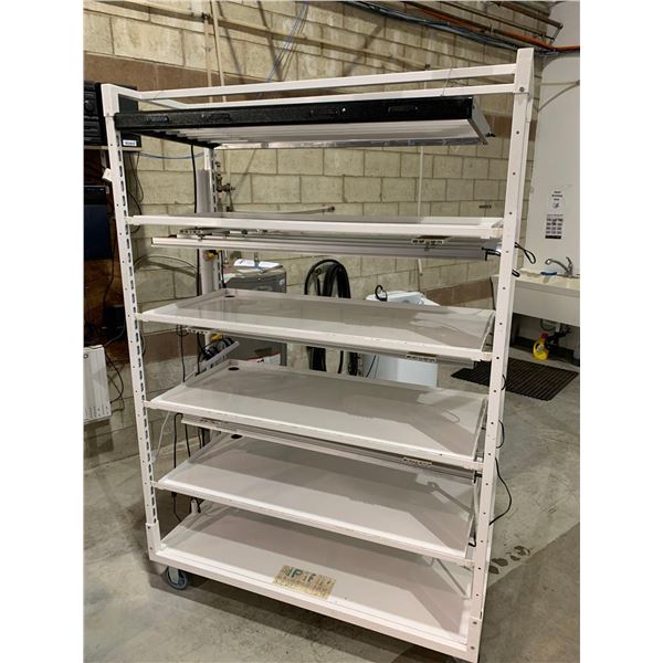 Metal Rolling 5 shelf horticulture Grow Shelving System with LED Grow Lights