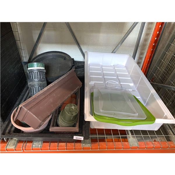 Lot of assorted grow trays and pots