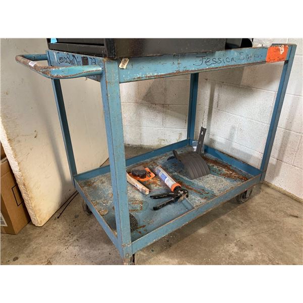 Blue Metal 2 Tier 4 Wheel Stock Cart Trolly