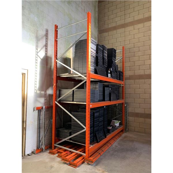 Redi rack Pallet racking includes 3 upright, 12 x beams and mesh decking. 12ft high x 8ft sections