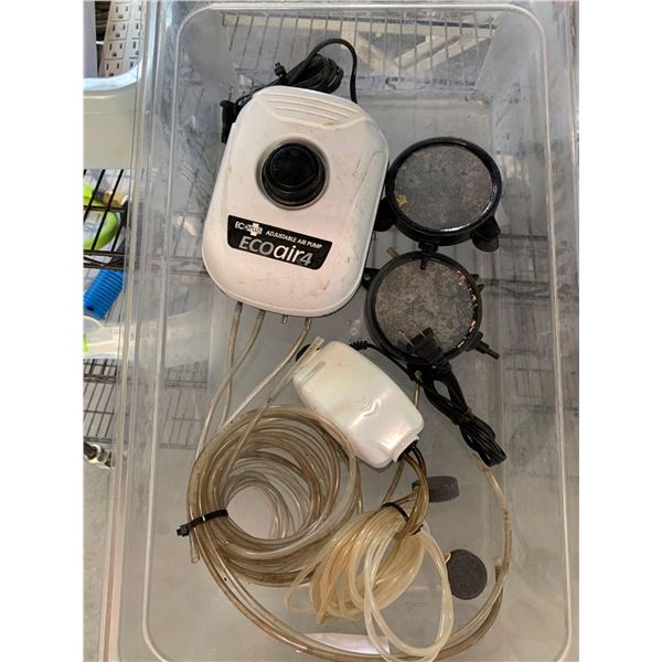 Bin lot of assorted air pumps and accessories