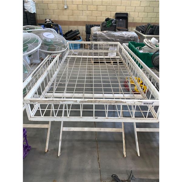 Metal White Mesh Folding Stock Table 40inx60in