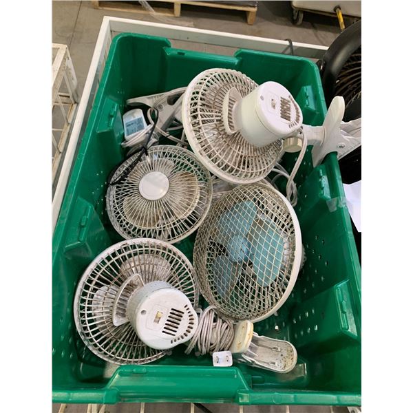 Green Bin lot of 5 clamp on small fans