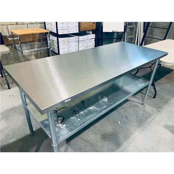 Stainless Steel Top Work Table with lower shelf approx 8ft
