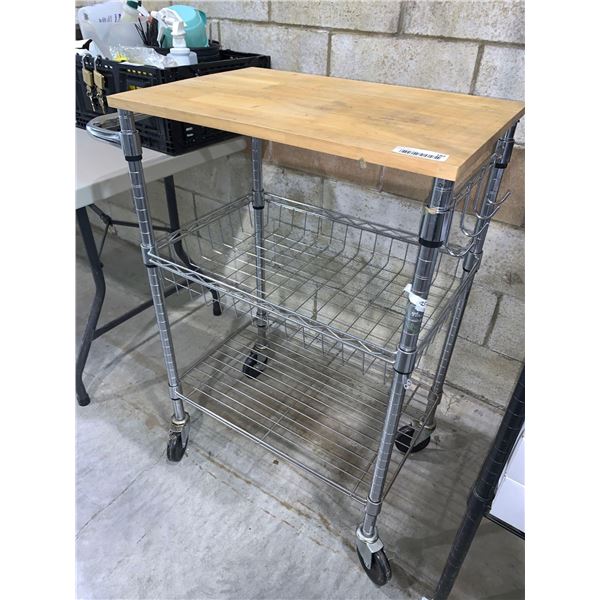 Rolling Metro wood top rack