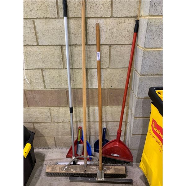 Lot of 4 - brooms, squeegie, etc