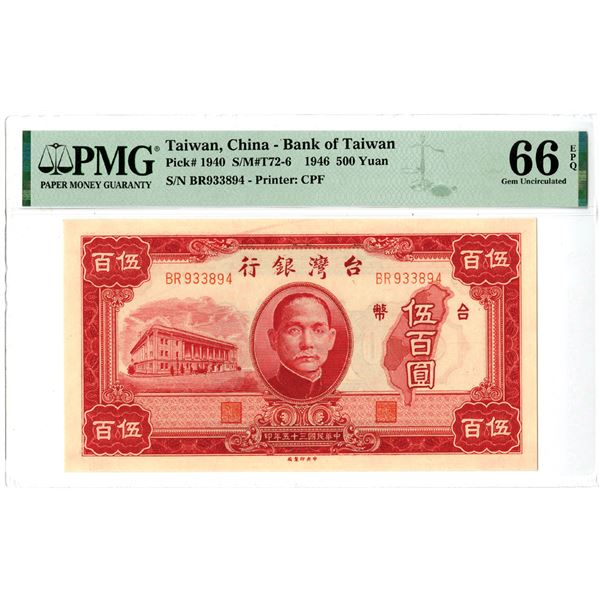 Bank of Taiwan, 1946 Issued Banknote