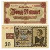 Image 1 : Treasury, 1948 Currency Reform Issue and Kassenschein German, 1945 and 1948 Banknote Pair