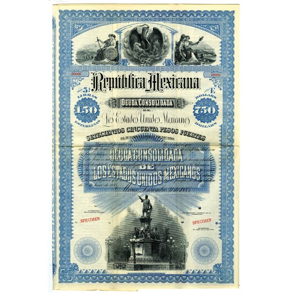 Republica Mexicana, 1885 Specimen Bond