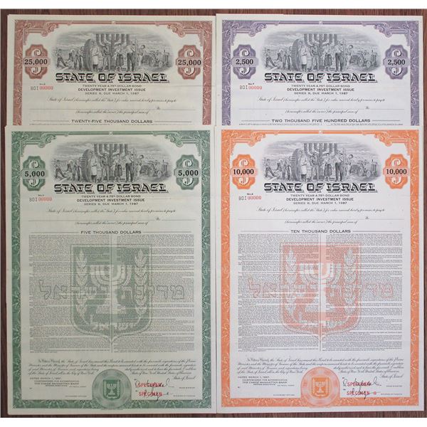 State of Israel, 20 Year 4.75% Dollar Bond - Development investment Issue,  1967 Specimen Bond Quart