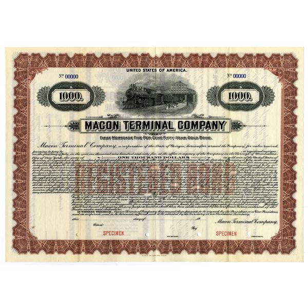 Macon Terminal Co., 1915 Specimen Bond