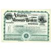 Image 1 : Virginia, Missouri and Western Railroad Co., 1897 I/U Stock Certificate