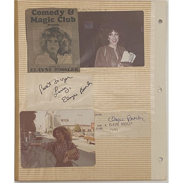 Elayne Boosler photo album page with original signature cut