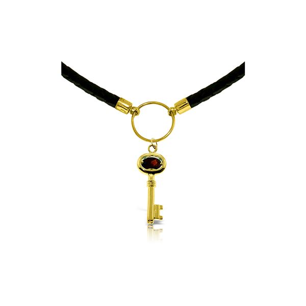 Genuine 0.50 ctw Garnet Necklace 14KT Yellow Gold - REF-65Z8N