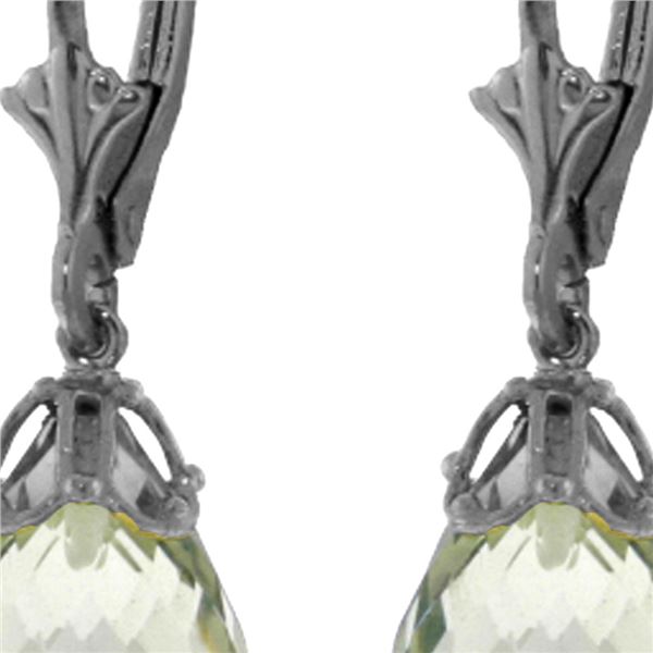 Genuine 14 ctw Green Amethyst Earrings 14KT White Gold - REF-34N3R