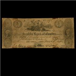 1832 Franklin $5 Bank Note OH RARE (COI-3248)