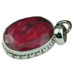 25ct Faceted Ruby Sterling Pendant 1 1/4" (JEW-1316)