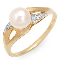 Exquisite White Pearl Diamond Ring $2495 Retail (JEW-349)
