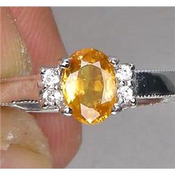 0.96ct   Oval Cut Gold Yellow Sapphire Sterling Ring (JEW-1325)