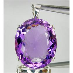 90.50ct  Sterling Oval Cut Pendant Purple Amethyst (JEW-1365)