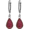 Genuine 17.7 ctw Ruby & Diamond Earrings 14KT White Gold - REF-42Y6F