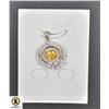 Image 1 : #440- NATURAL UNHEATED CITRINE 6 X 7.8 & CZ PENDAN