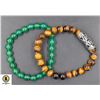 Image 1 : #90-NATURAL GREEN AGATE TIGER EYE BRACELET