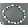 Image 1 : #145-NATURAL FRESH WATER PEARL+GREEN JADE