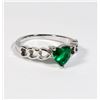 Image 1 : NEW SIZE 7 SILVER TONE GREEN RHINESTONE HEAR RING