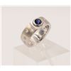 CERTIFIED 14K GOLD SAPPHIRE & DIAMOND RING SZ 5.5