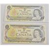 Image 1 : PAIR OF 1973 CANADIAN ONE DOLLAR BILLS