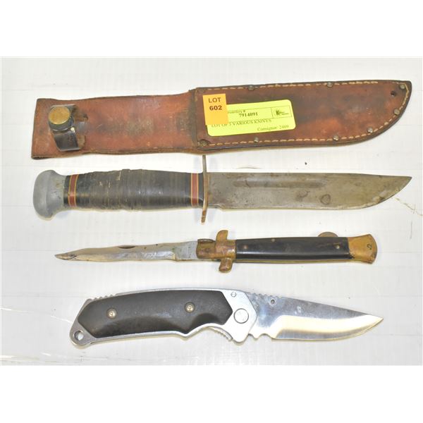 LOT OF 3 VARIOUS KNIVES