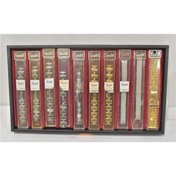 TRAY OF VINTAGE WATCH STRAPS