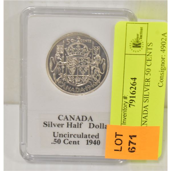 1940 CANADA SILVER 50 CENTS