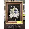 Image 1 : VINTAGE 3-D FEATHER ARTWORK OF FLOWERS