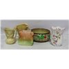Image 1 : ENGLISH ART POTTERY: FOUR PIECES + ONE PORCELAIN