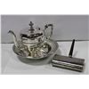 Image 1 : SILVER PLATE ITEMS: TEA POT (VIKING), BOWL
