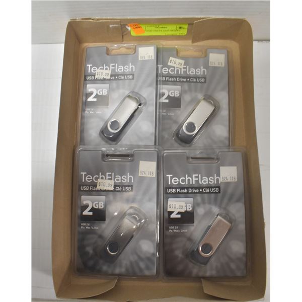 4 NEW 2GB USB FLASH DRIVES