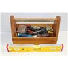 Image 1 : WOOD CARPENTERS BOX WITH TOOLS