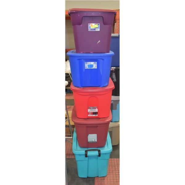 LOT OF 5 TOTES WITH LIDS