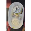Image 1 : ENAMEL TUB FULL OF VINTAGE CHINA PLATES, ETC.