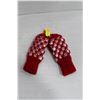 Image 1 : NEW HAND KNIT MITTENS SIZE SM; RED & WHITE